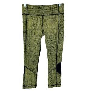 Lululemon Pace Rival Crop Leggings Fall Net Toxic Black Yellow Women's 6